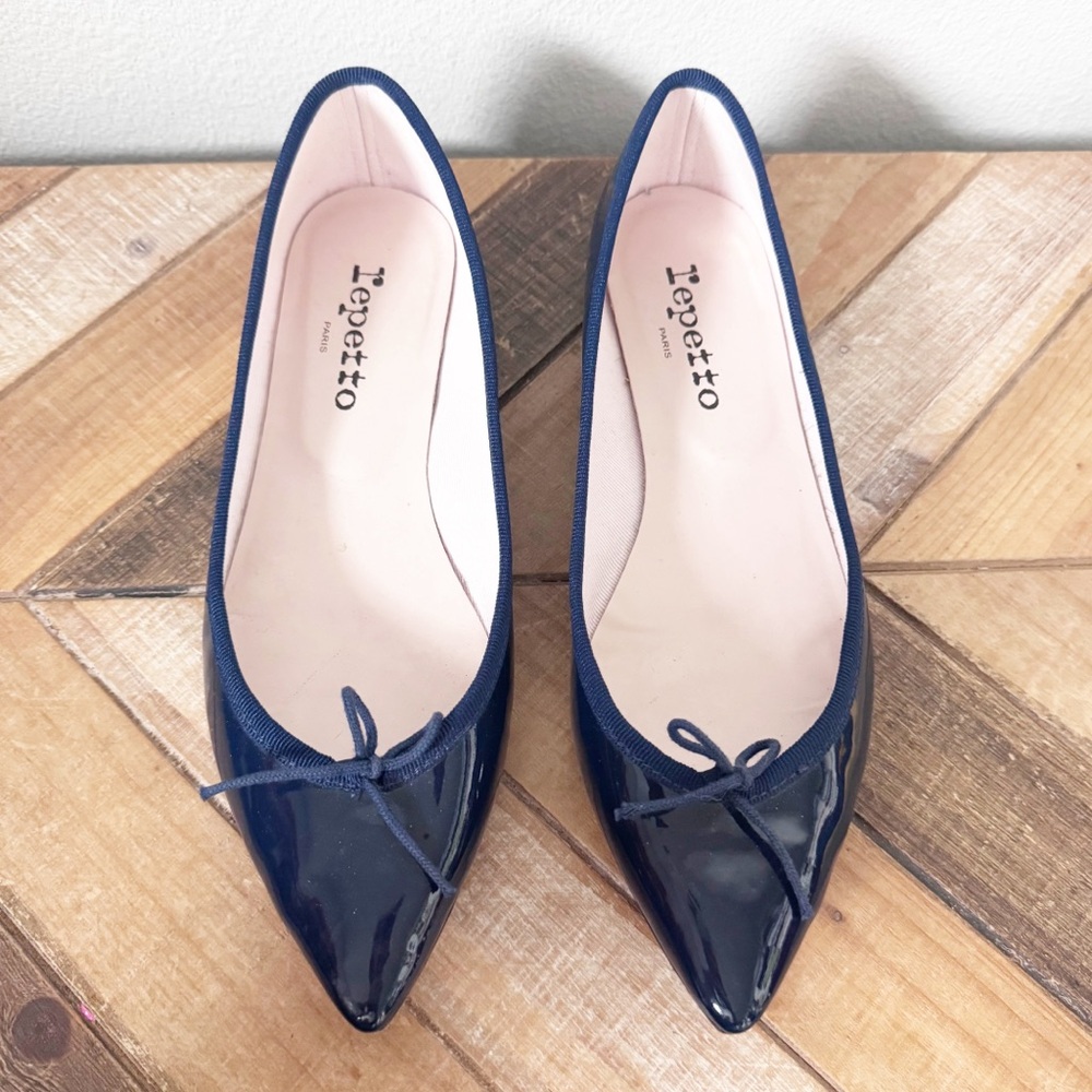 Repetto Women's Navy Brigitte Ballet Flats - pointed toe